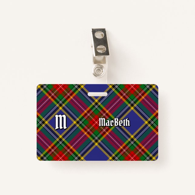Badge Clan MacBeth Insigne Tartan (Devant avec clip)