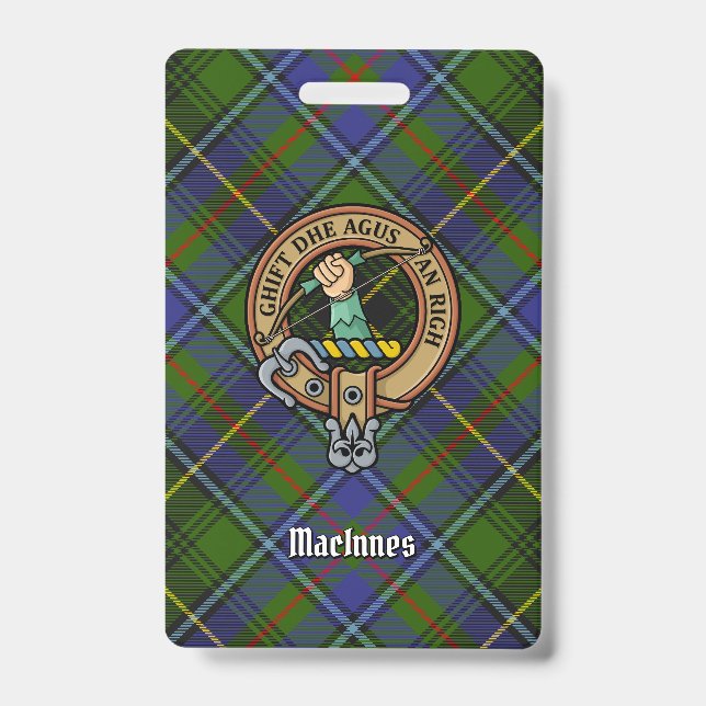 Badge Clan MacInnes Crest sur Tartan (Front)