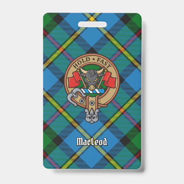 Badge Clan MacLeod Crest sur Tartan (Avant)
