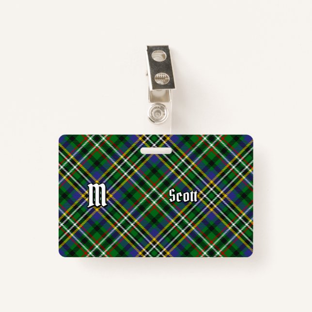 Badge Clan Scott Green Tartan (Devant avec clip)