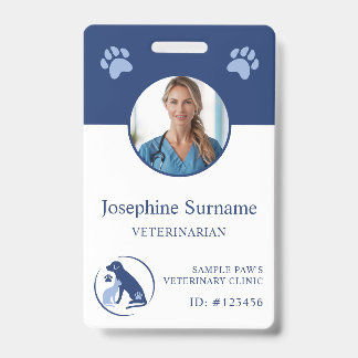 Badge Clinique Vétérinaire Photo ID Logo Chien et Chat B