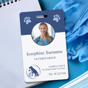 Badge Clinique Vétérinaire Photo ID Logo Chien et Chat B