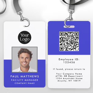 Badge Cobalt Blue Employé Photo ID de l'entreprise
