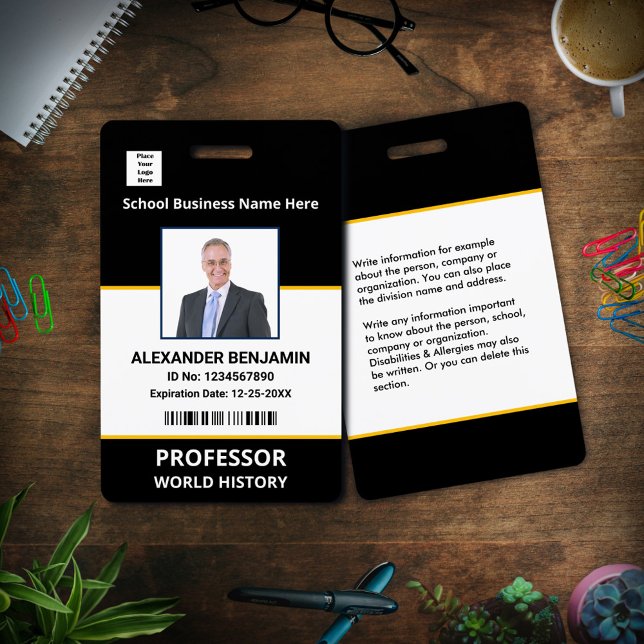 Badge Code à barres de la photo de l'employé de l'école  (School Employee Photo Bar Code Name Custom Badge is professional for your employees. )