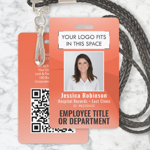 Badge Code à barres QR de la photo d'identité de l'emplo