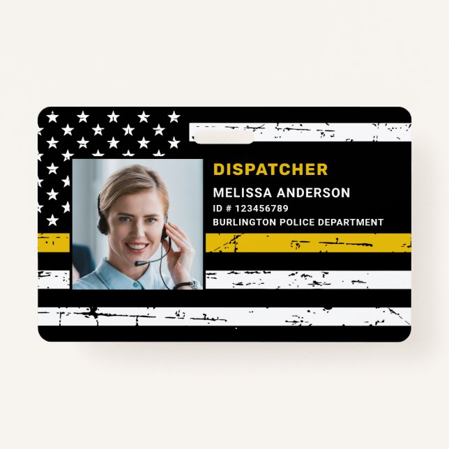 Badge Code barre photo personnalisée Dispatcher Ligne or (Devant)