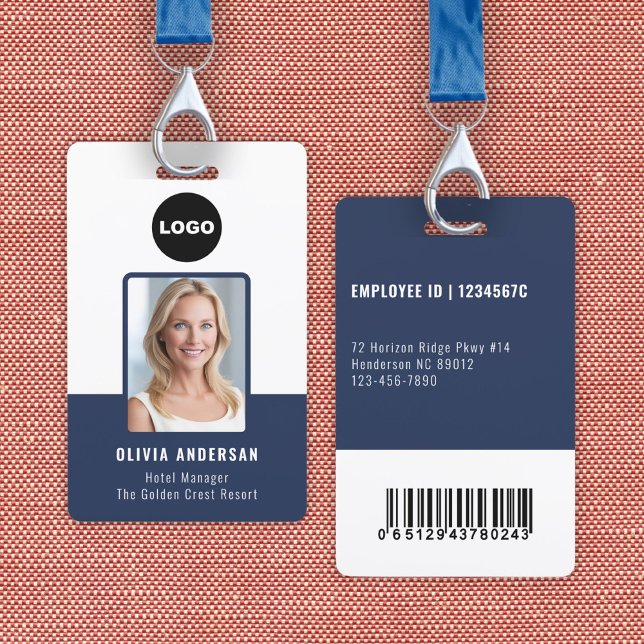 Badge Code-barres de la photo d'identité de l'employé de (Navy Employee Photo ID Bar Code Company Security Badge)