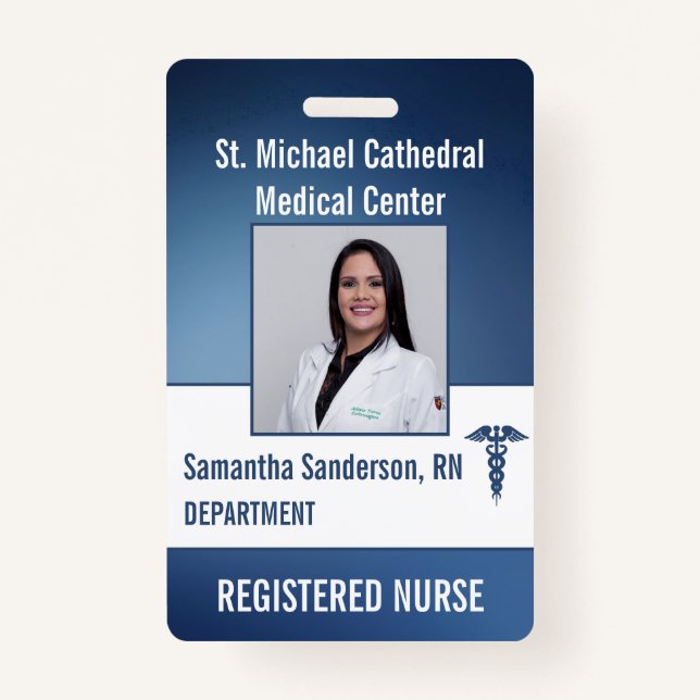 Badge Code-barres de l'employé de sécurité Médicale bleu (Devant)