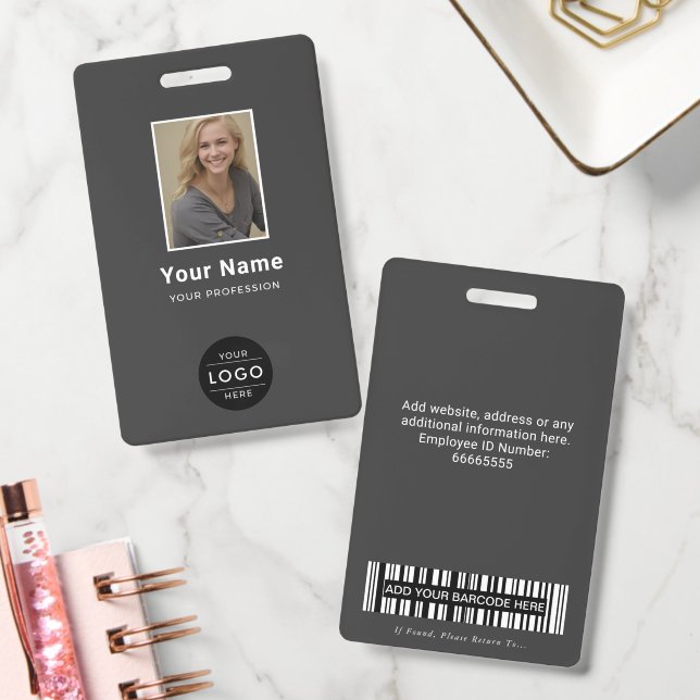 Badge Code-barres de logo de photo d'entreprise gris cha (Bureau)