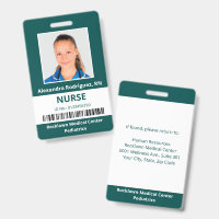 Code-barres de photo d'employé Bleu-vert Carte d'i