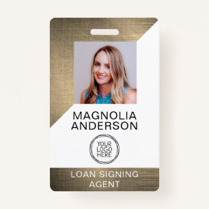 Badge Code-barres du logo photo employé en métal brossé