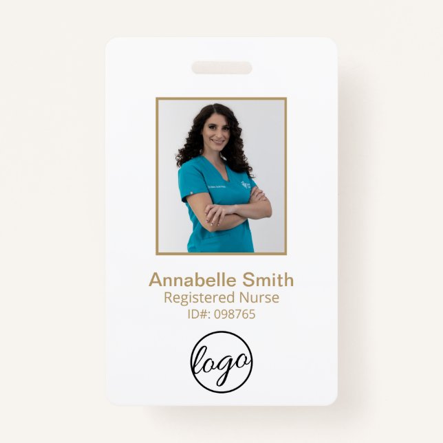 Badge Code-barres or simple - Employé photo (Devant)