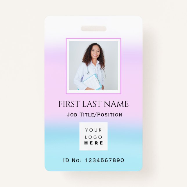 Badge Code-barres Photo Infirmière Docteur en soins de s (Devant)