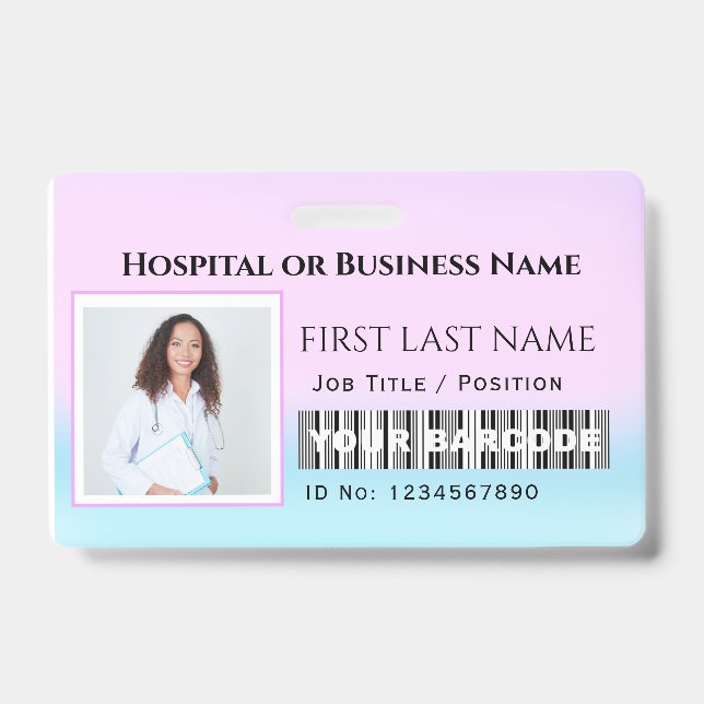 Badge Code-barres Photo Infirmière médecin soins de sant (Front)