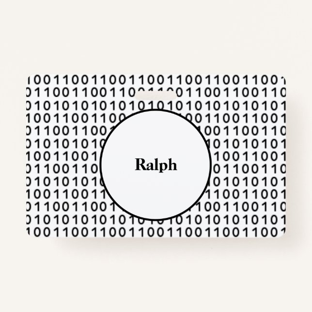 Badge Code binaire Langue de l'ordinateur avec nom (Devant)