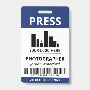 Badge Code de barre de logo bleu foncé - ID de touche