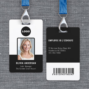 Badge Code de la barre de l'ID photo de l'employé noir S
