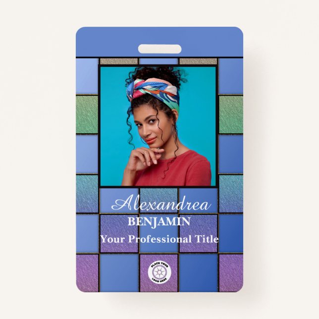 Badge Code de la barre de logo photo de l'employé modern (Devant)