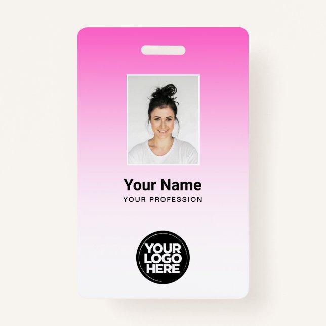 Badge Code de la barre de photos de l'employé rose Nom d (Devant)