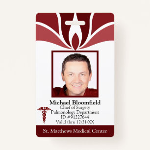 Badge Code Médicale de l'employé de l'hôpital de Bourgog