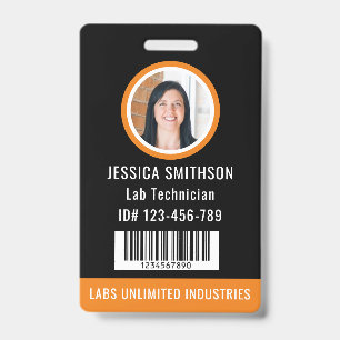 Badge Code photo de l'école ou de l'entreprise Orange No