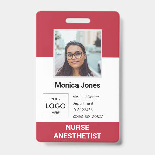 Badge Code photo de l'employé de la santé rouge