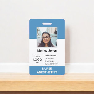 Badge Code photo de l'employé en soins de santé bleu