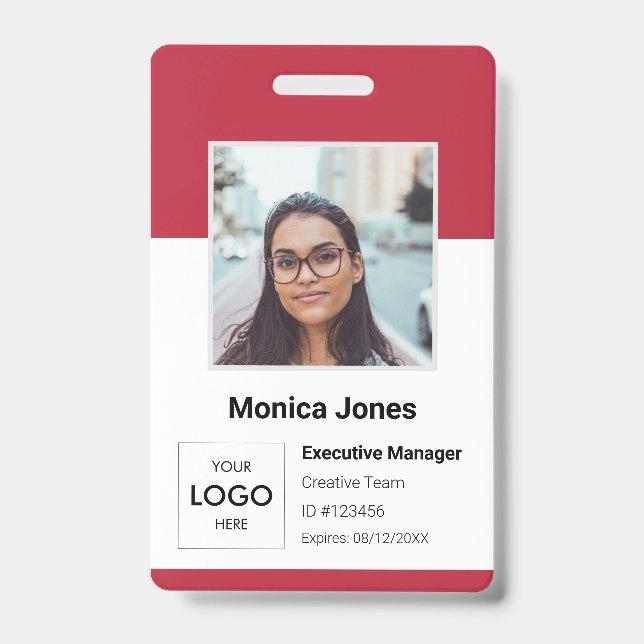 Badge Code photo de l'employé rouge (Avant)