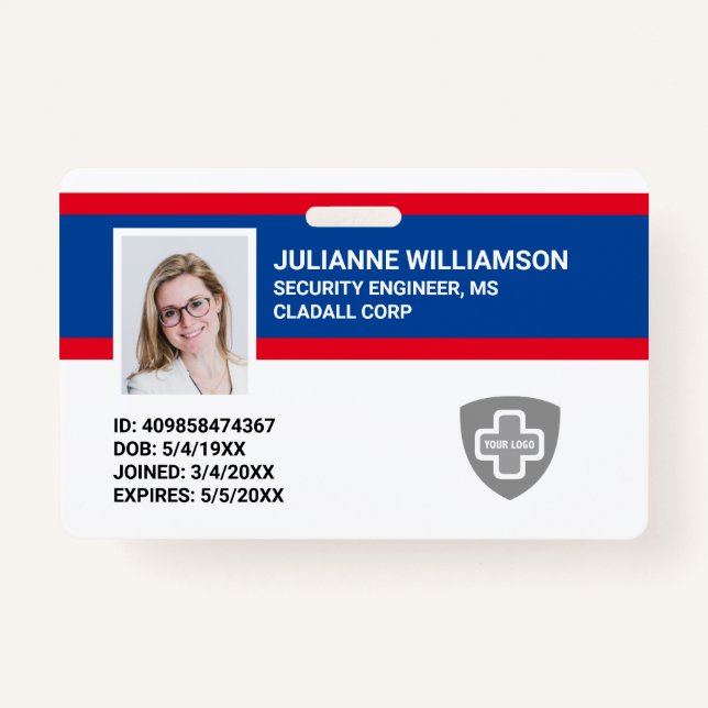 Badge Code photo personnalisé de l'employé, code-barres  (Devant)