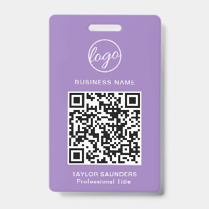 Badge Code QR de la carte d'identité employé en lilas si
