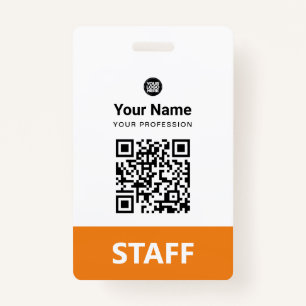 Badge Code Qr de l'employé orange, Code barre, Logo, Nom