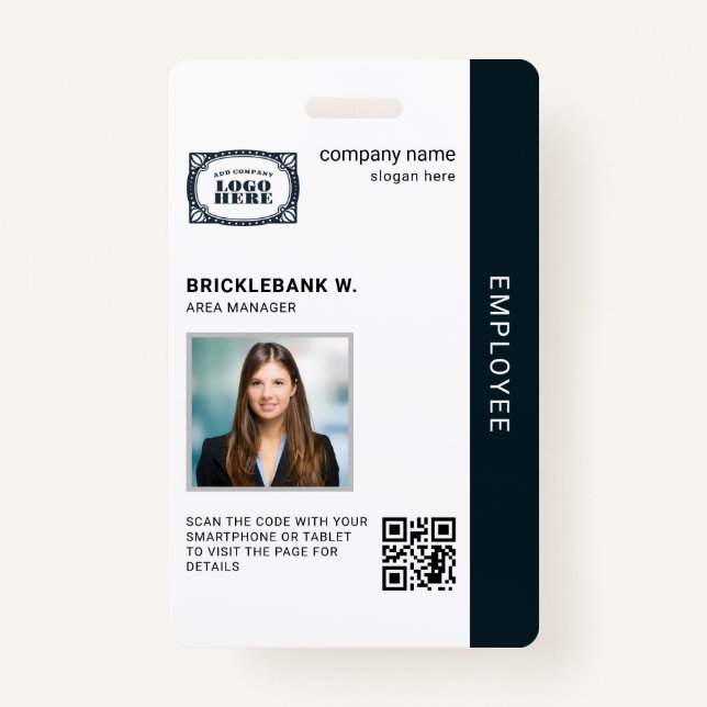 Badge Code QR de l'entreprise - Employé - ID photo (Devant)