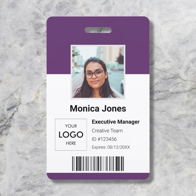 Badge Code QR de l'ID photo de l'employé Violet (Créateur téléchargé)