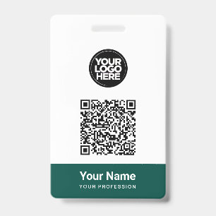 Badge Code QR de logo d'entreprise avec nom d'employé pe