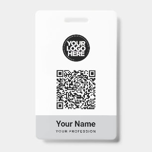 Badge Code QR de logo d'entreprise avec nom personnalisé