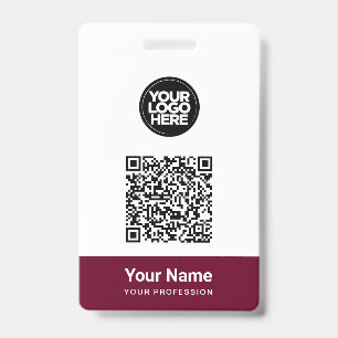 Badge Code QR de logo d'entreprise avec nom personnalisé