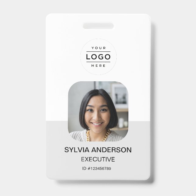 Badge Code QR de logo d'identification d'employé avec ph (Avant)
