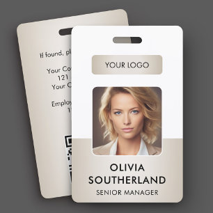 Badge Code QR de photo d'employé Logo d'entreprise ID Or
