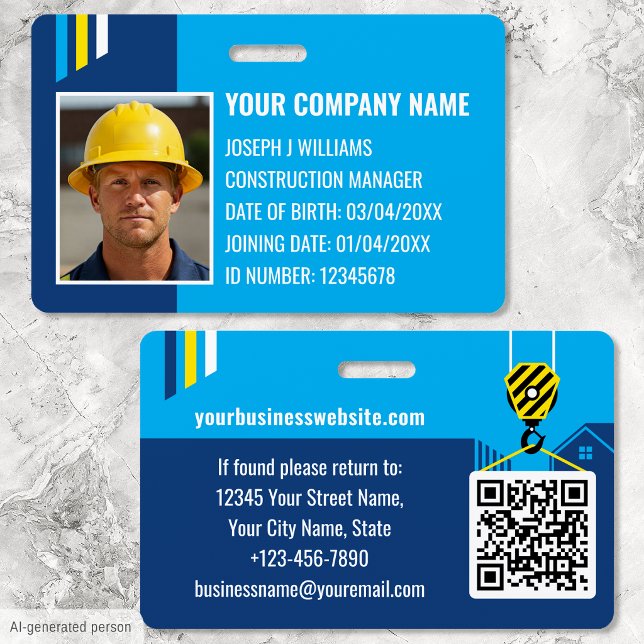 Badge Code QR de travail d'identification de constructio (Créateur téléchargé)