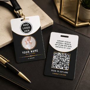 Badge Code QR d'identité de luxe en or noir pour l'immob
