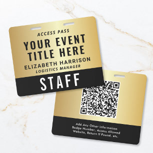 Badge Code QR élégant Passe d'accès à l'événement Noir O