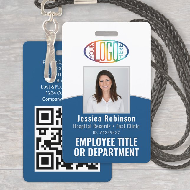 Badge Code QR Logo de l'entreprise Photo de l'employé Cl (Créateur téléchargé)