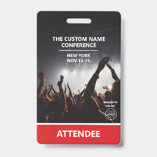 Badge Code QR Logo Red Access Pass Conférence Participan