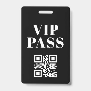 Badge code QR passe vip minimaliste moderne noir blanc