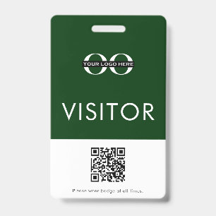Badge Code QR personnalisé Vert Visiteur