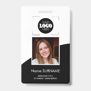 Badge Code QR photo de logo personnalisé ID noir et blan