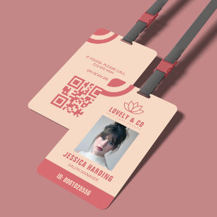 Badge Code QR pour employé du Salon Elegant Rose & Ivory