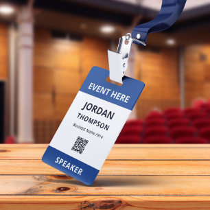 Badge Code QR simple pratique bleu foncé ID d'événement