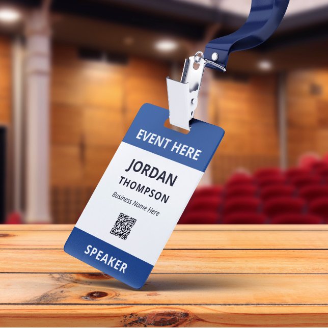 Badge Code QR simple pratique bleu foncé ID d'événement (Créateur téléchargé)