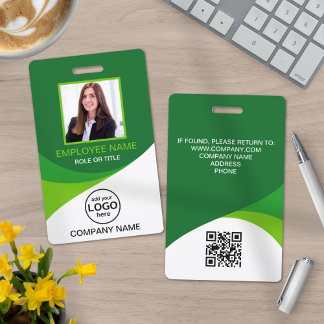 Badge Code QR vert personnalisé pour employés d'entrepri